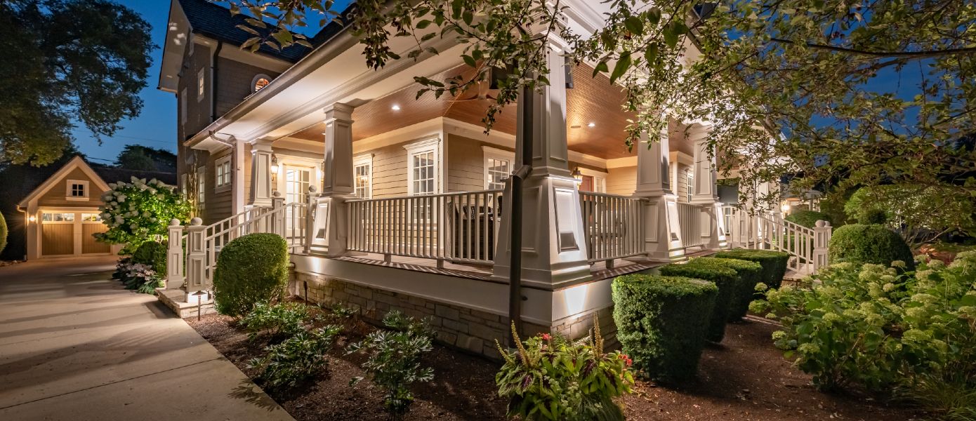 A house with a porch and a railing